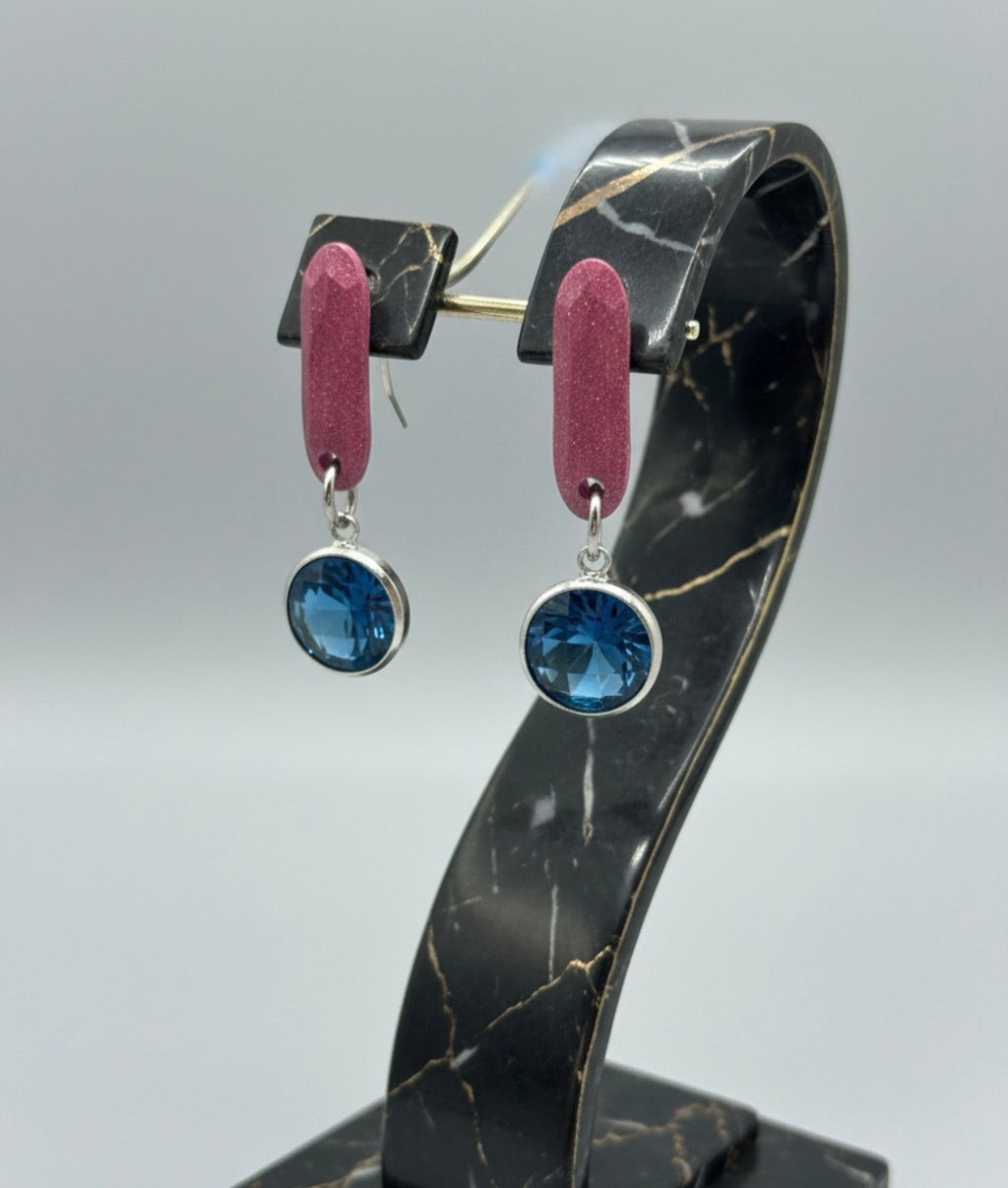 Pendientes Cristal Frambuesa