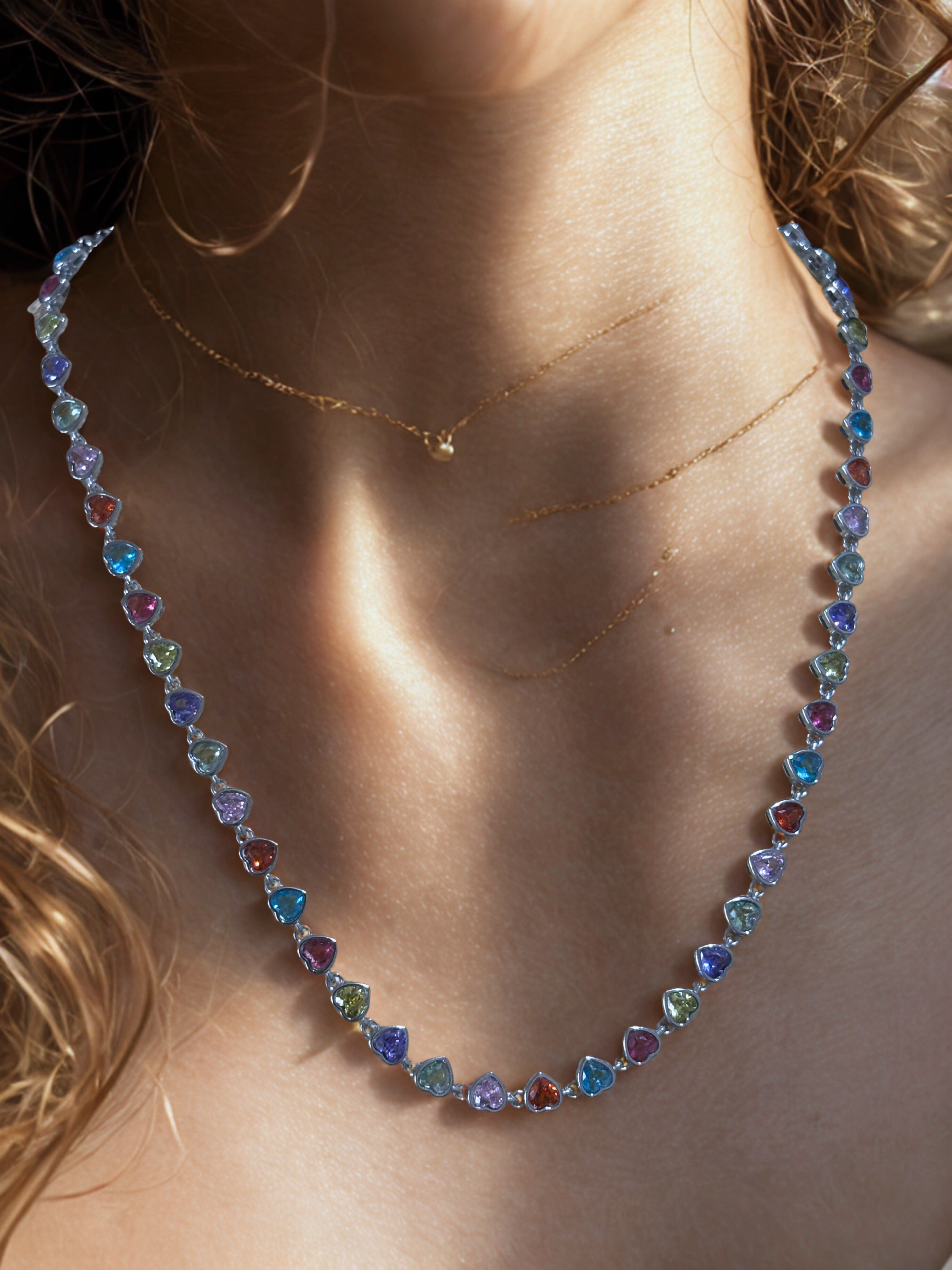 Collar Corazones Moissanitas