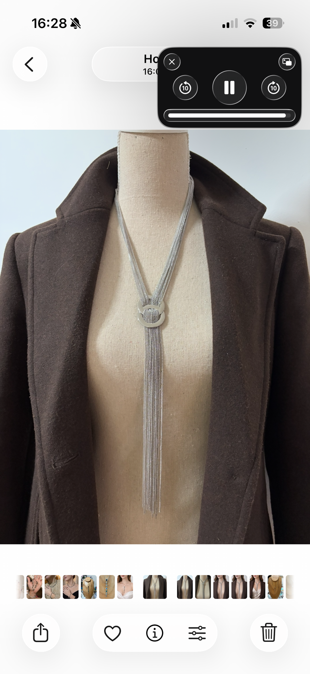 Collar cascada plateada