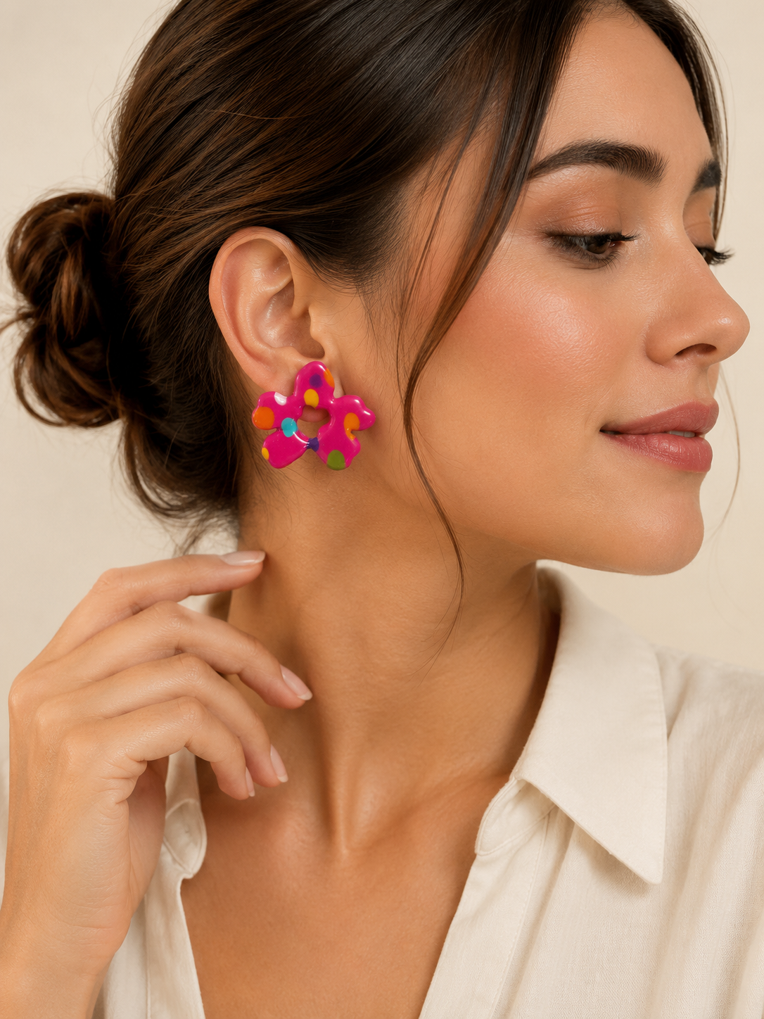Pendiente flor Rosa